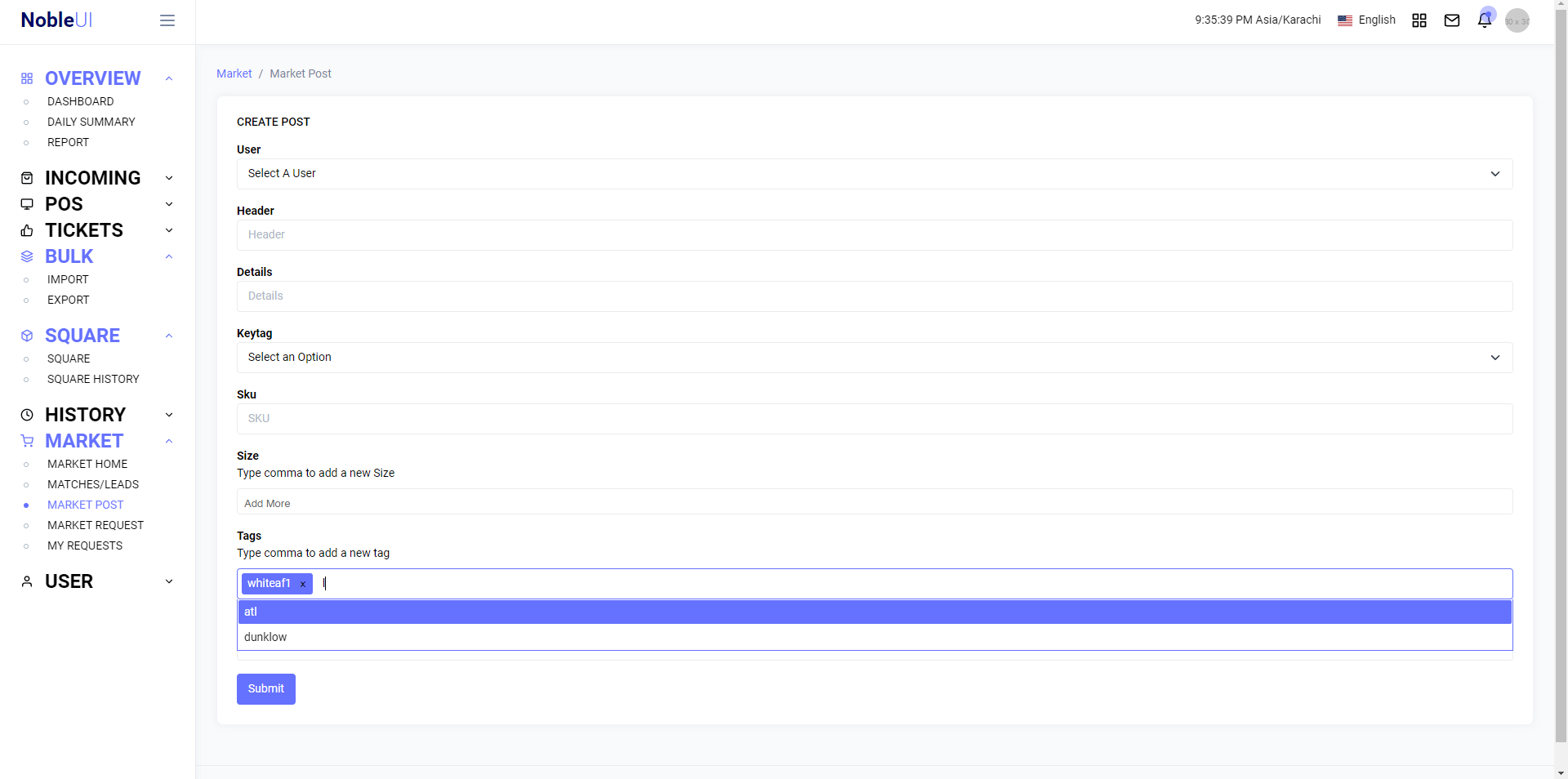 <p>Abacus Is constituted of two modules&nbsp;</p>

<ol>
	<li>E-commerce Store</li>
	<li>Admin Panel</li>
</ol>

<p>I was assigned to work on the UI of the <strong>Admin Panel</strong>.</p>

<p><strong><u>My Main Tasks were:</u></strong></p>

<ul>
	<li>To apply the Noble UI theme on the backend.</li>
	<li>Making necessary changes in the UI theme to accommodate the backend features i.e. <strong>dynamic tag generation</strong>, <strong>dynamic table creation, data visualization,</strong> and <strong>data filtring</strong>.</li>
</ul>